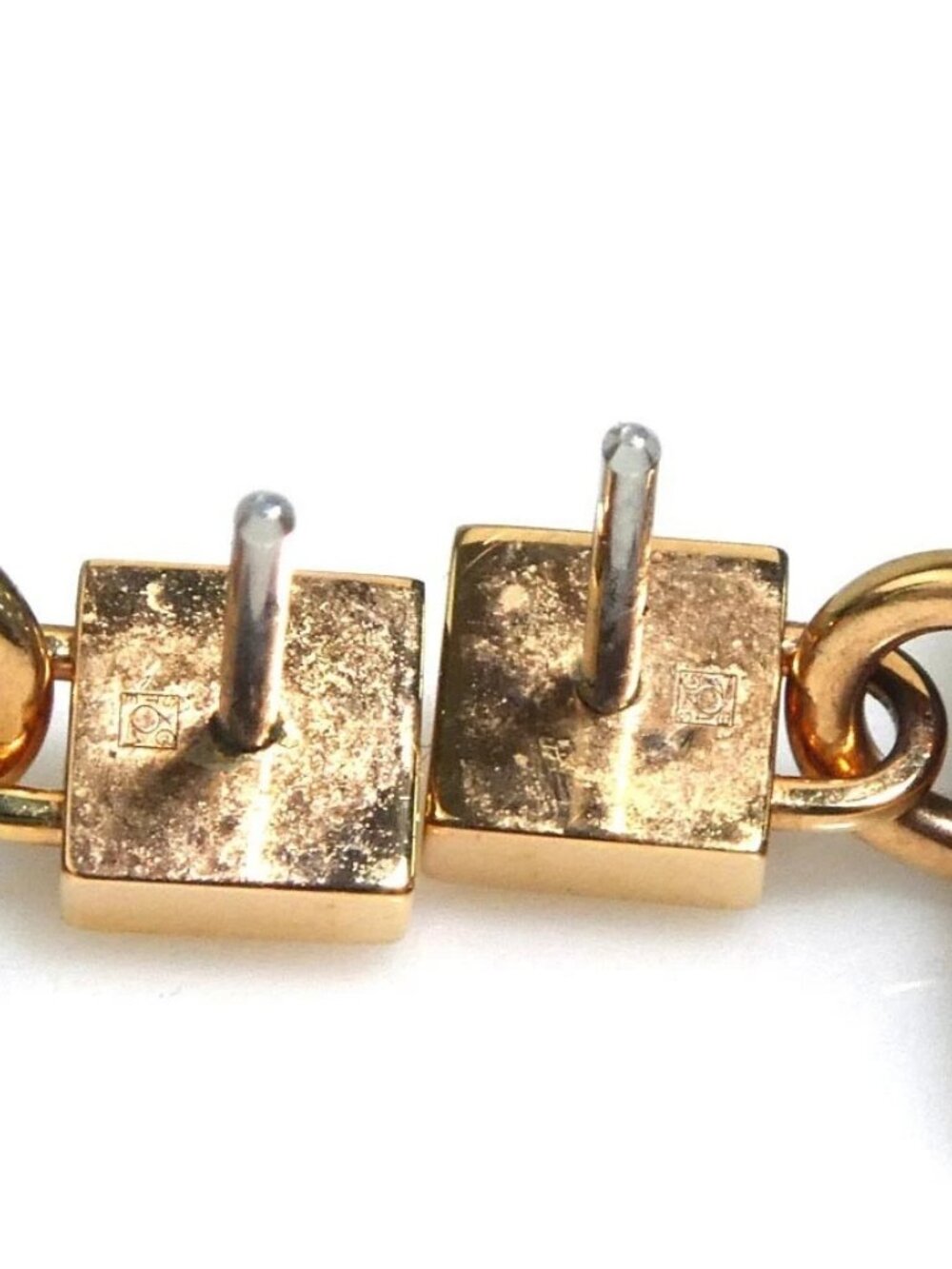 Auth HERMES As de Coeur Pierce Earrings Pink Gold/Brown Metal/Leather - e60607g - Picture 5 of 10
